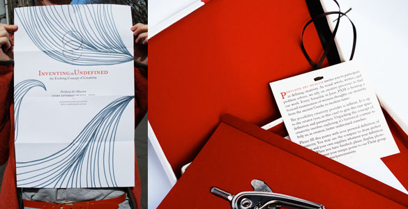 Delivered to local creative businesses, the blank poster comes in a boxed set along with a compass and instructions. Each business can leave their own mark on the poster, photograph it and post it to the Portland Art Museum Flickr group.