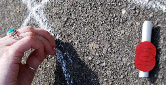 Both the flipbook and guerilla chalk direct people to the Flickr site where they can download, design, and re-upload their own posters. 