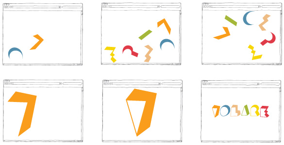 The website splash page reflects Volare by emphasizing the playful, but strong logotype.